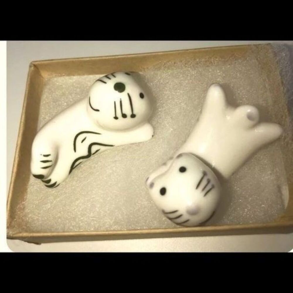 MINI CERAMIC Decorative Lazy Asian Cats 2pc
